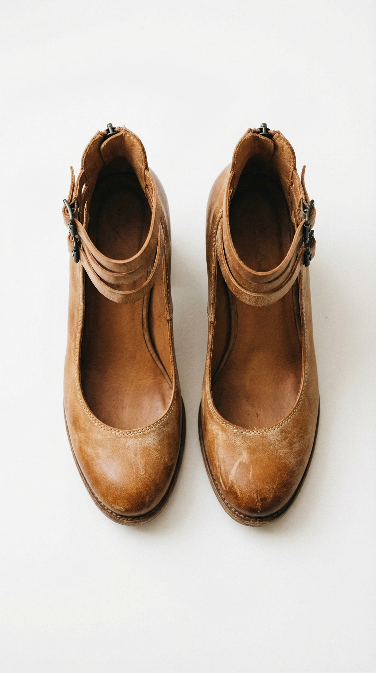Serafina – Damen-Ankle-Pumps im Vintage-Leder-Look