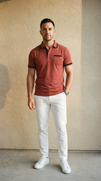 Roberto – Sportliches Herren-Poloshirt mit Kontraststreifen