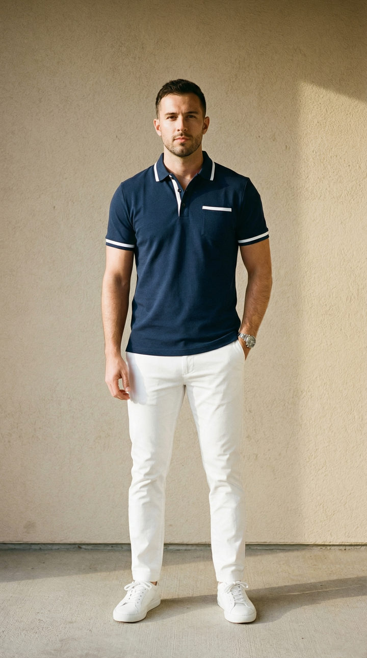 Roberto – Sportliches Herren-Poloshirt mit Kontraststreifen
