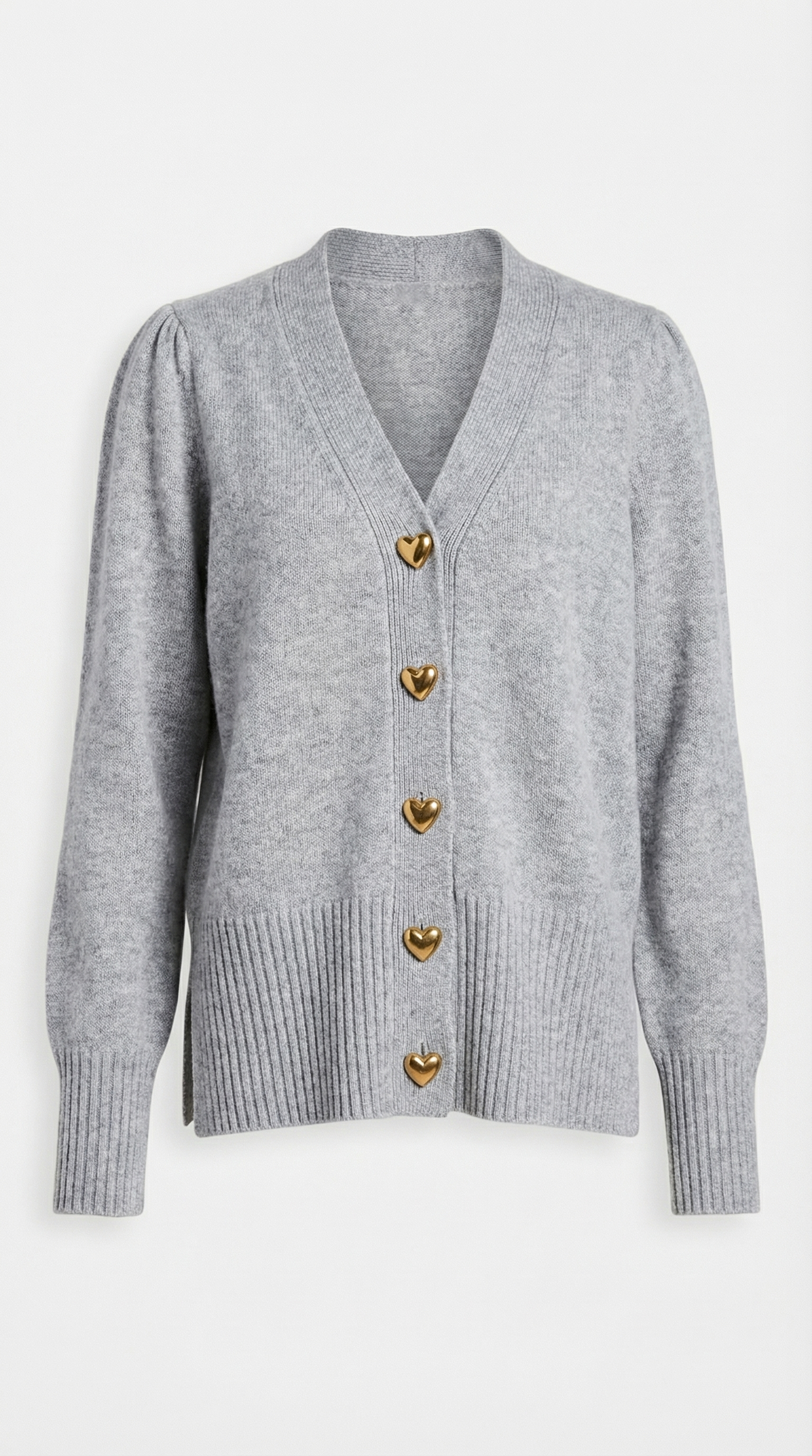 Corina – Damen-Strickjacke mit goldenen Herzknöpfen
