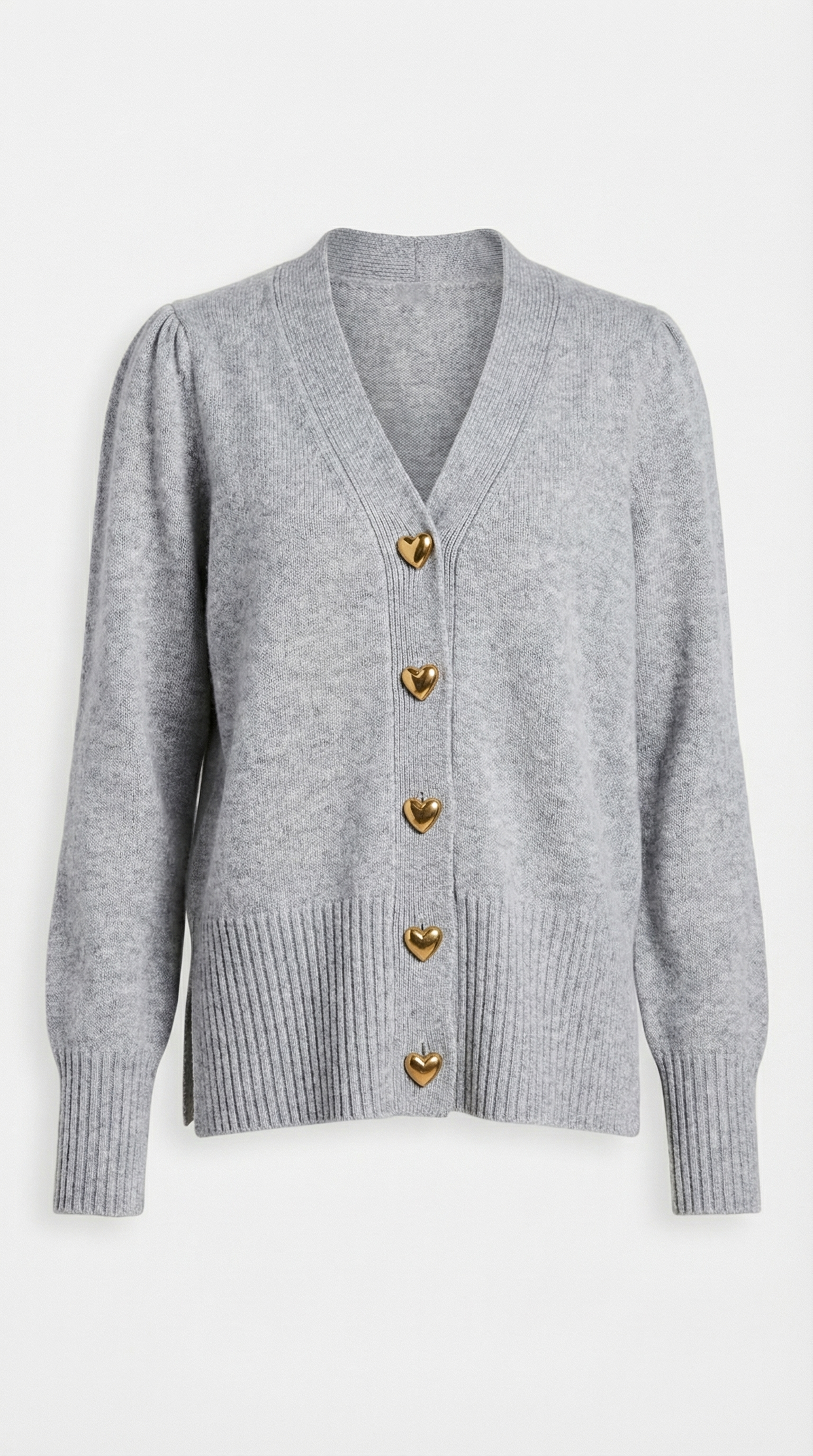 Corina – Damen-Strickjacke mit goldenen Herzknöpfen