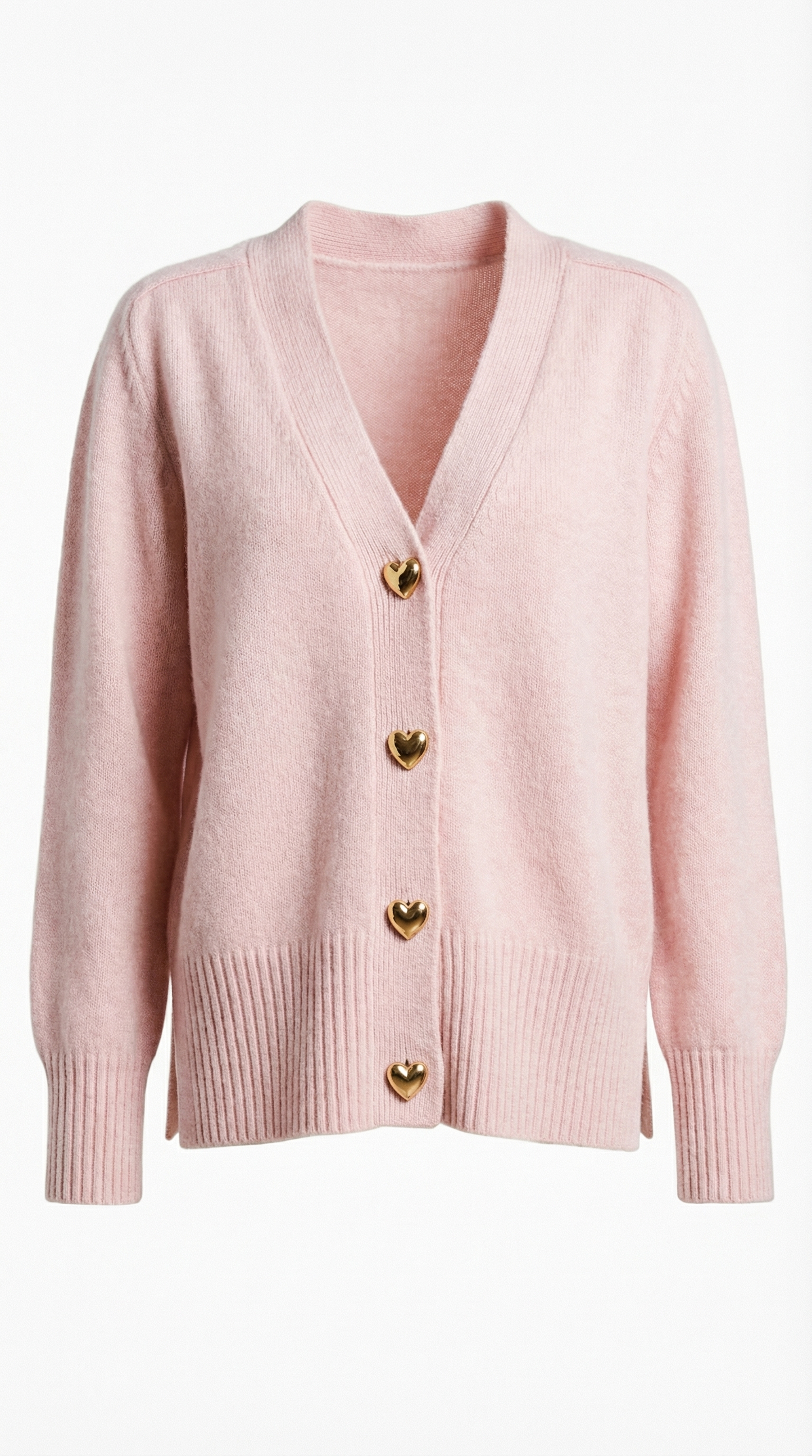 Corina – Damen-Strickjacke mit goldenen Herzknöpfen