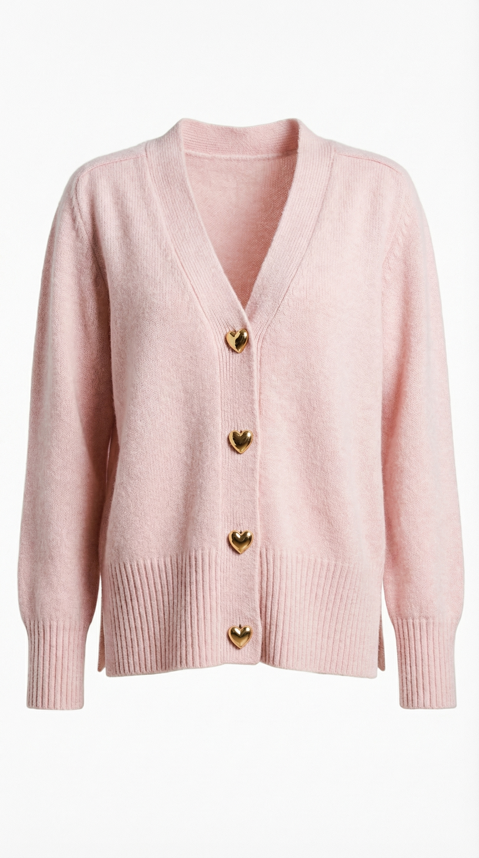 Corina – Damen-Strickjacke mit goldenen Herzknöpfen
