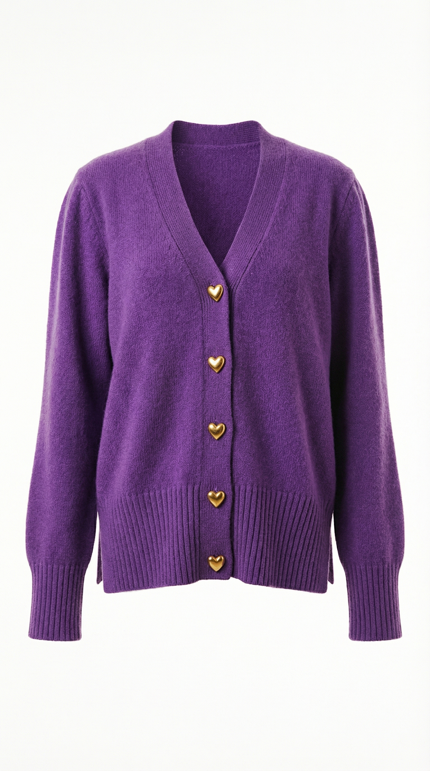 Corina – Damen-Strickjacke mit goldenen Herzknöpfen