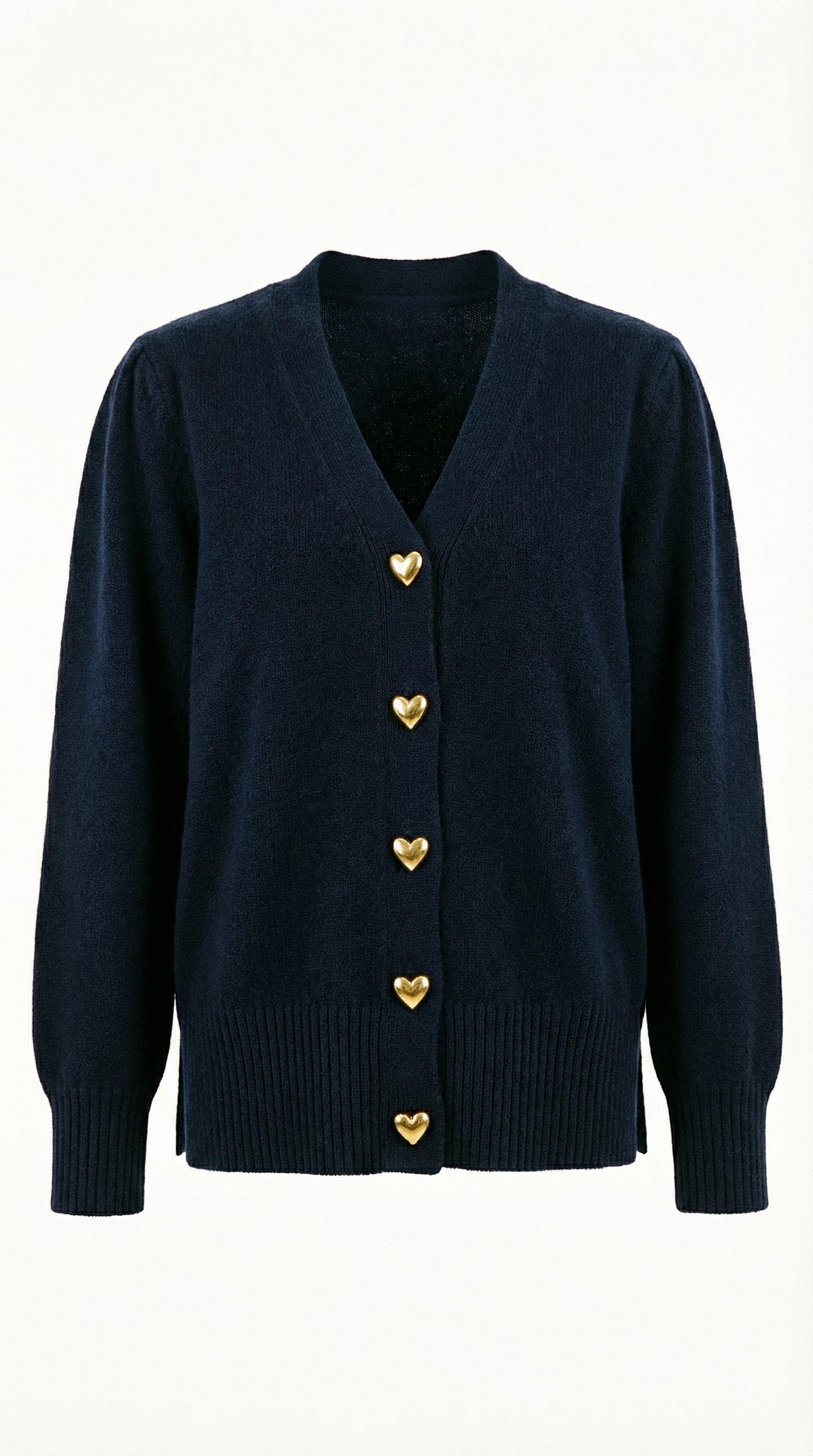 Corina – Damen-Strickjacke mit goldenen Herzknöpfen