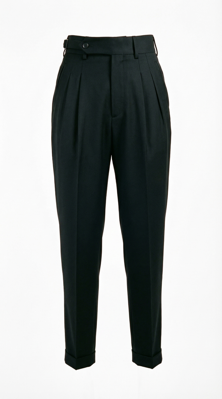 Vittorio Pleated-Front Trousers — Black