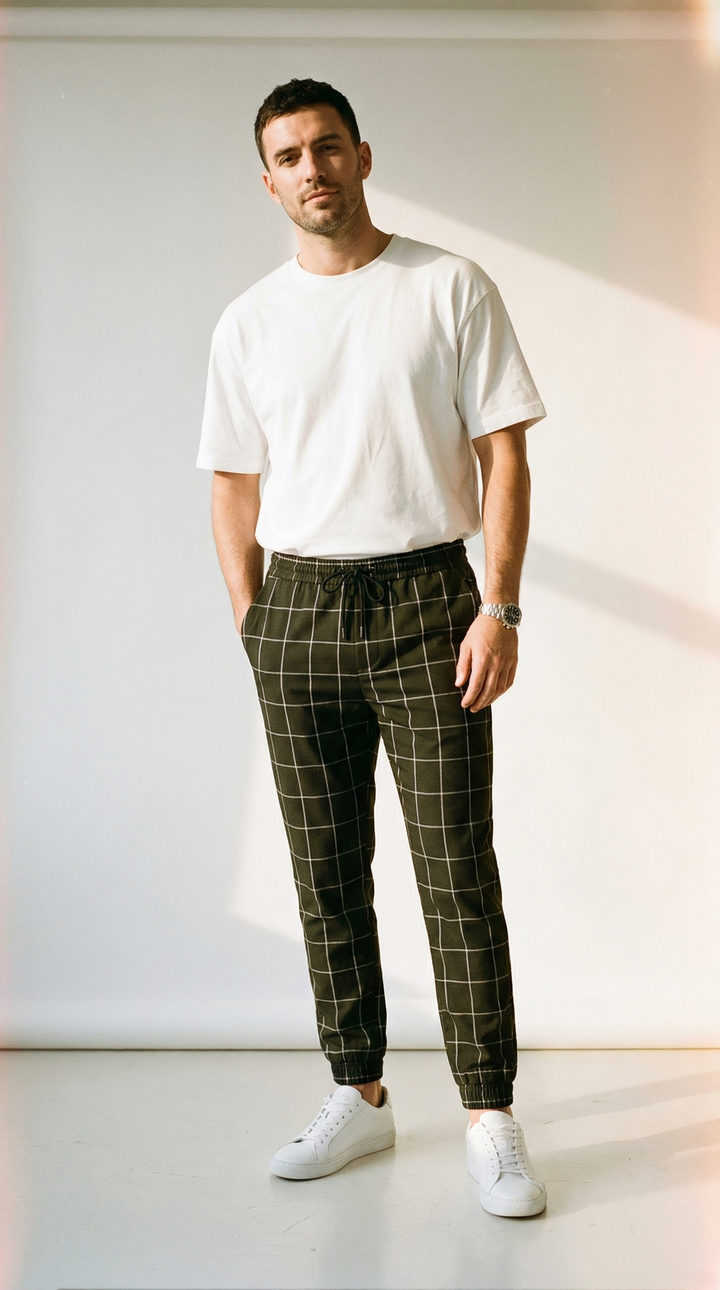 Enzo – Herren-Jogginghose mit Karomuster im Smart-Casual-Stil