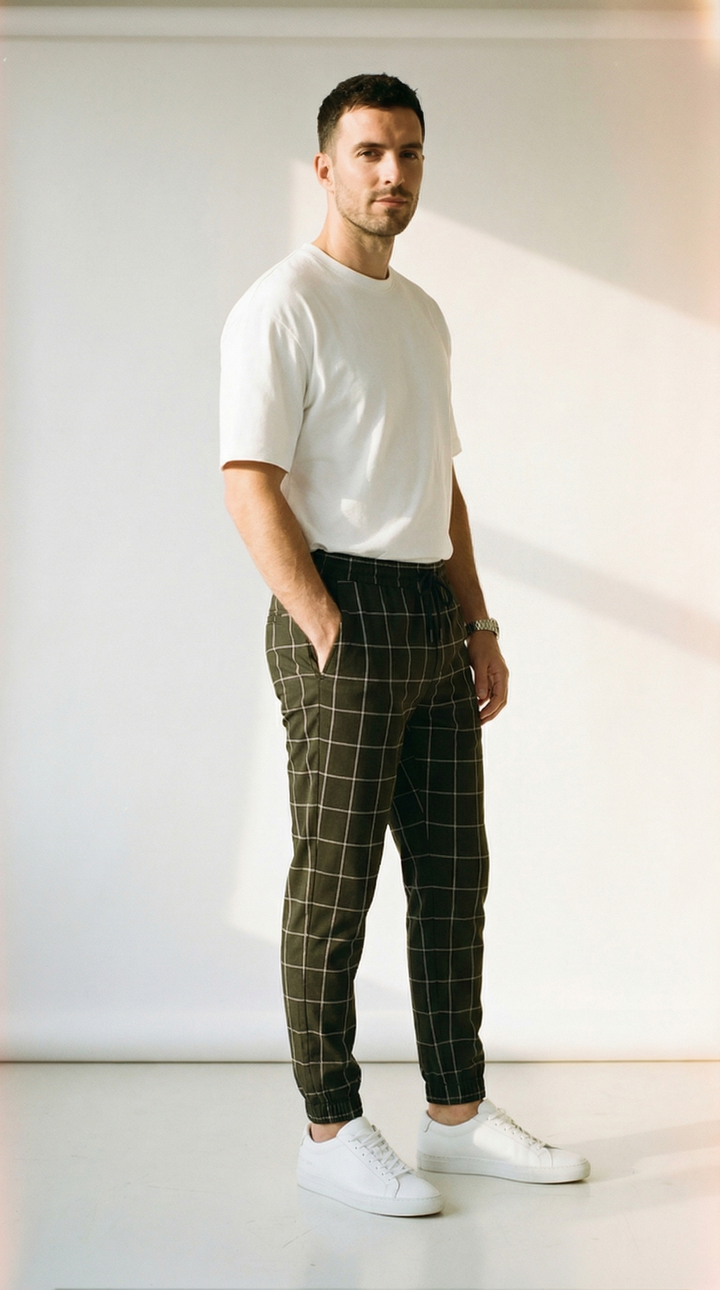Enzo – Herren-Jogginghose mit Karomuster im Smart-Casual-Stil