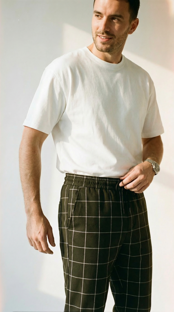 Enzo – Herren-Jogginghose mit Karomuster im Smart-Casual-Stil