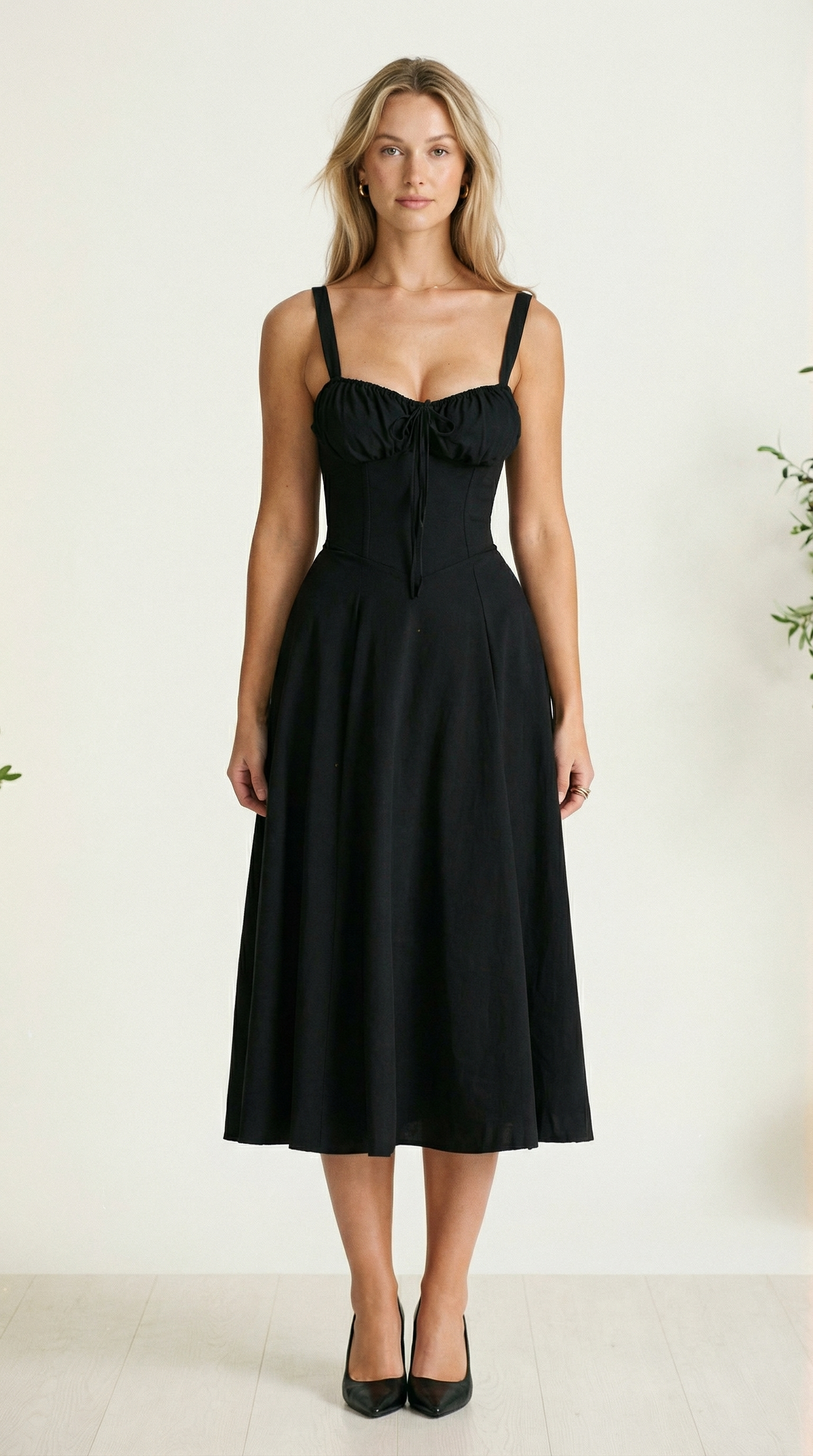 Valentina – Corsage-Midikleid mit Blumenprint und Schlitz