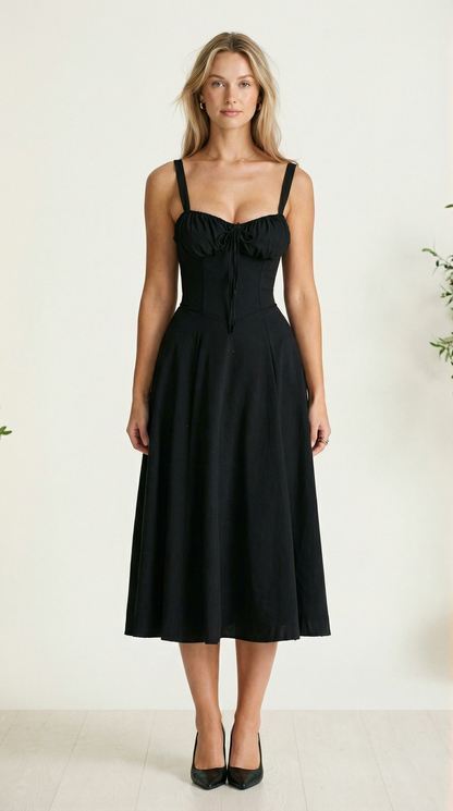 Valentina – Corsage-Midikleid mit Blumenprint und Schlitz