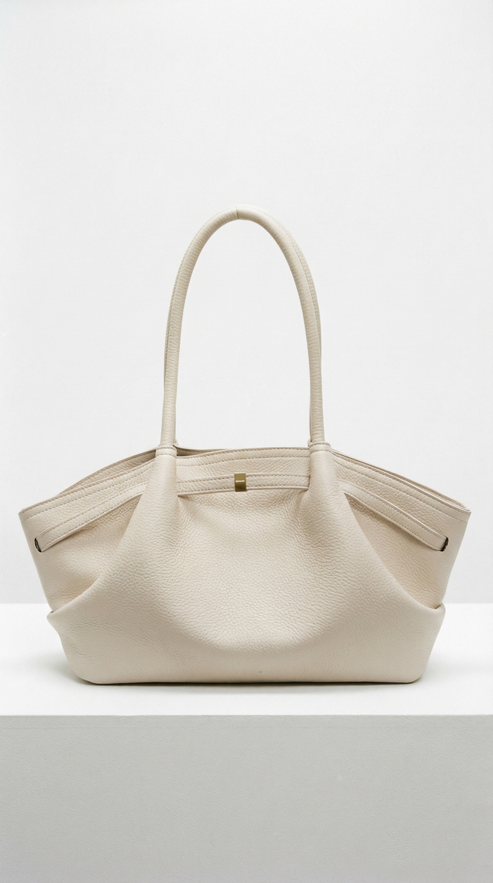 Alessandra Brown Faux Leather Shopper Tote — Beige