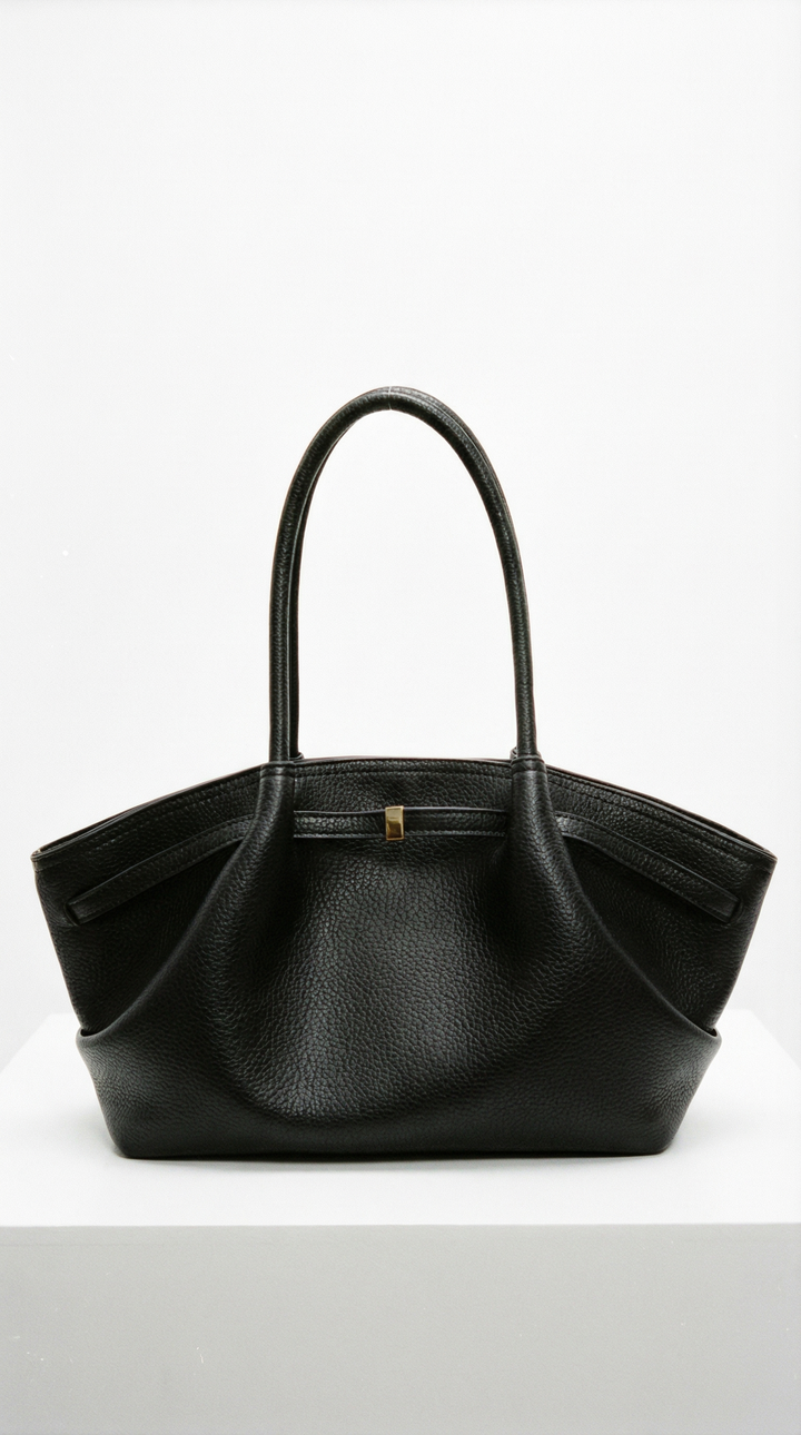 Alessandra Brown Faux Leather Shopper Tote — Black