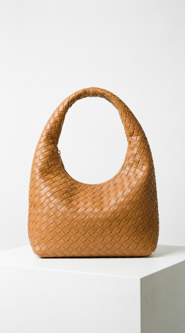 Floriana Woven Faux Leather Hobo Bag — Orange