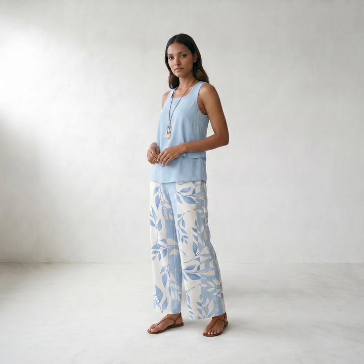Abigail | Chic Two-Piece Set - model three quarter front - master front reference - Higgsfield job d58b865b-33fe-4d96-aa0e-83ffdf112d6f