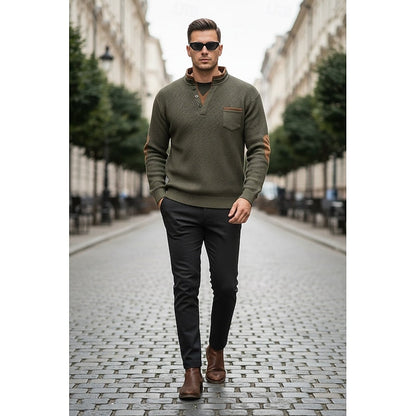 Harlan | Textured Long-Sleeve Henley Shirt