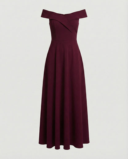 Abendkleid Damen mit Off-Shoulder-Ausschnitt und ausgestelltem A-Linien-Rock – Ondine