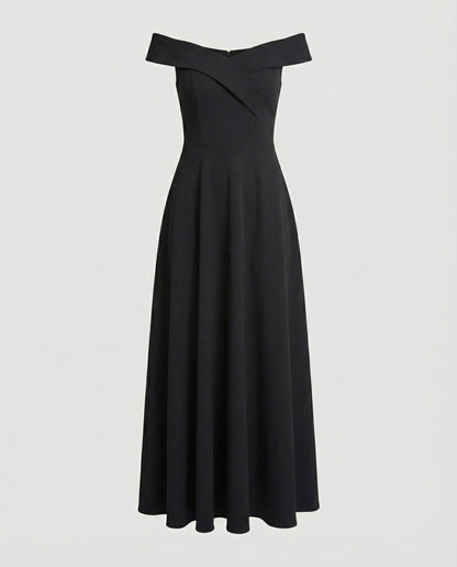 Abendkleid Damen mit Off-Shoulder-Ausschnitt und ausgestelltem A-Linien-Rock – Ondine