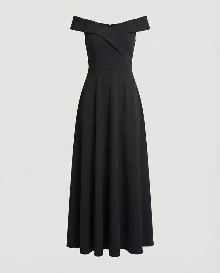 Abendkleid Damen mit Off-Shoulder-Ausschnitt und ausgestelltem A-Linien-Rock – Ondine