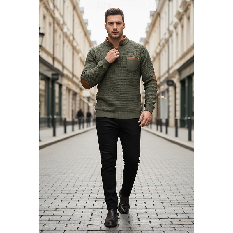 Harlan | Textured Long-Sleeve Henley Shirt
