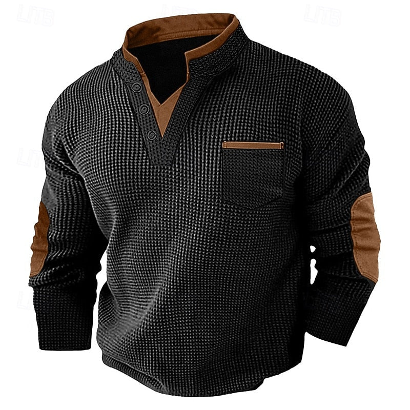 Harlan | Textured Long-Sleeve Henley Shirt
