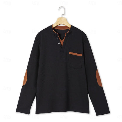 Harlan | Textured Long-Sleeve Henley Shirt