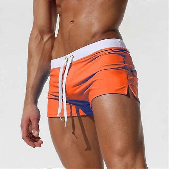 Men's Slim Fit Swim Trunks with Mesh Lining - Quick-Dry Beach Shorts — Orange